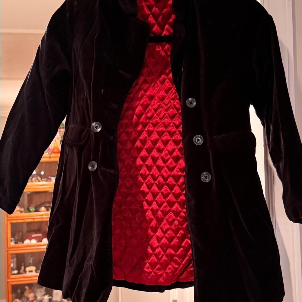 Gymboree Black Double-Breasted Velvet Coat